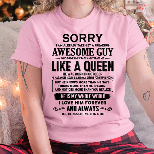 October - Sorry I am already taken by a freaking awesome guy - Gift for Wife From Husband - LUAN10 (SKU-SRG-10)