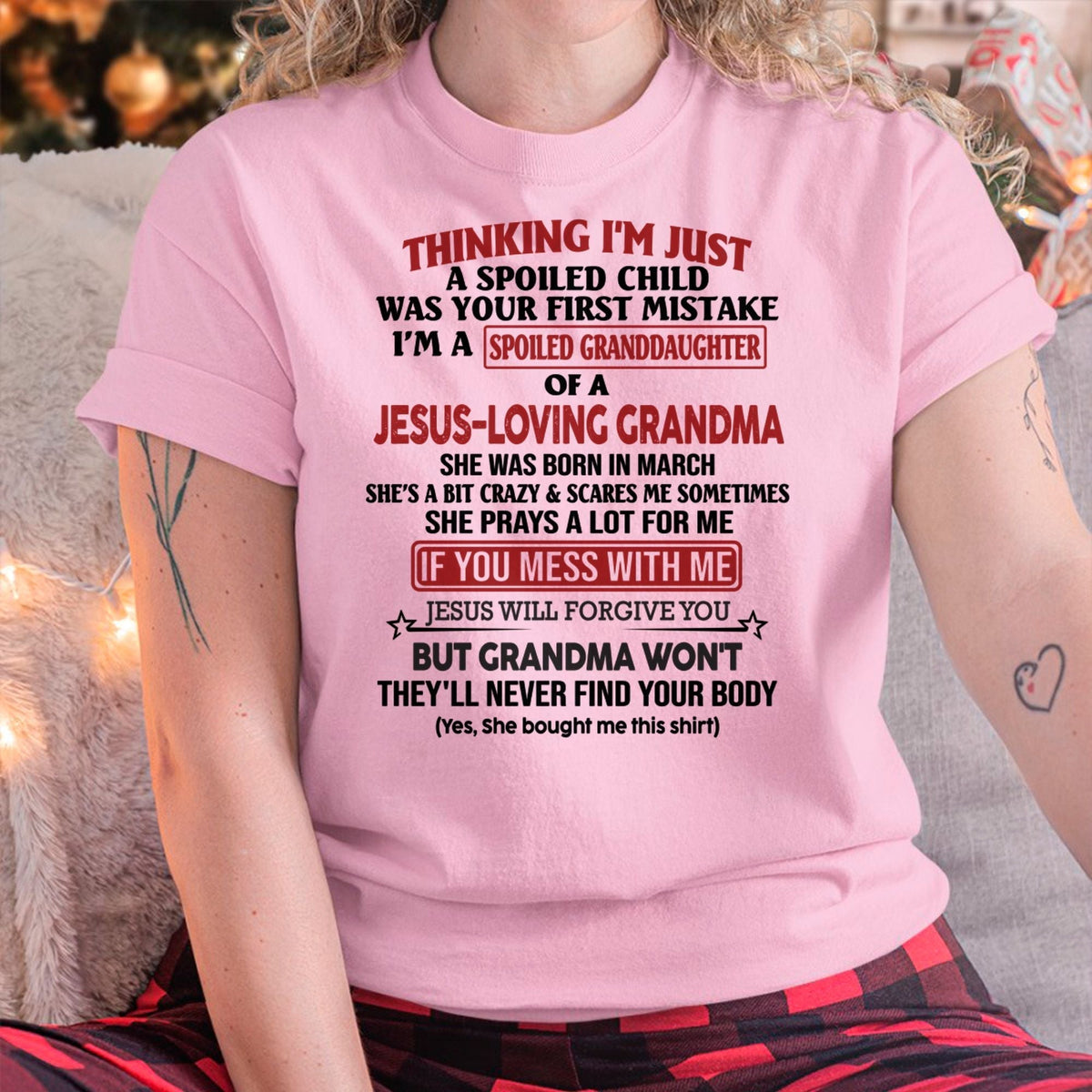 Christian Girl Shirt – Spoiled by Grandma March Edition – From Grandma to Granddaughter NINA03 (SKU07-181-03)