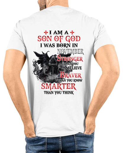 November Son Of God T-Shirt For Men – Stronger Than You Believe - LUAN11 (SKU2607-178-11)