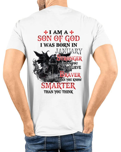January Son Of God T-Shirt For Men – Stronger Than You Believe - LUAN01 (SKU2607-178-01)