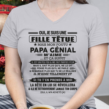 Oui, je suis une fille têtue – T-shirt | Cadeau d’anniversaire de papa pour sa fille - luan00 / fr00 (SKU12-197)