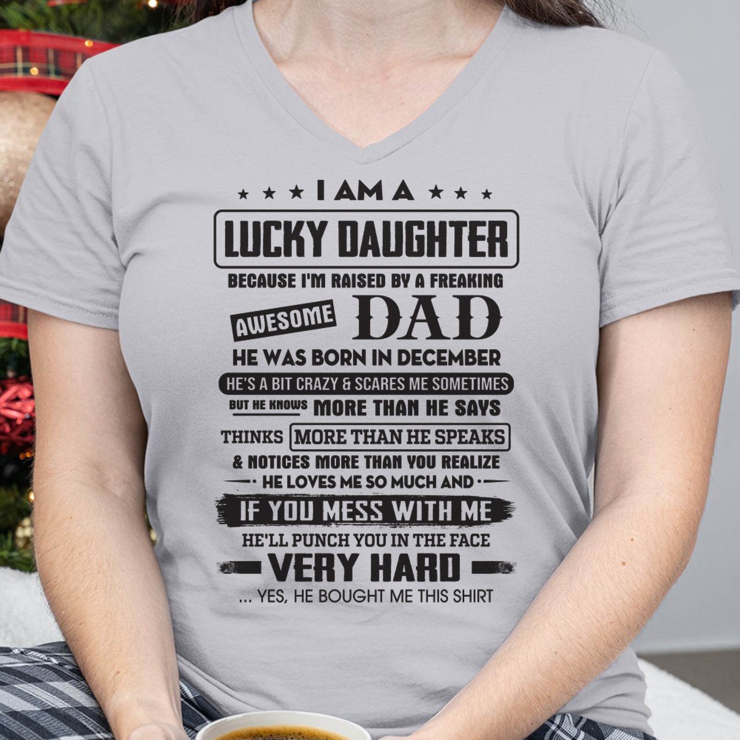 December - Lucky Daughter of Awesome Dad - Perfect Gift For Daughter From Dad - LUAN12 (SKU08-47-12)