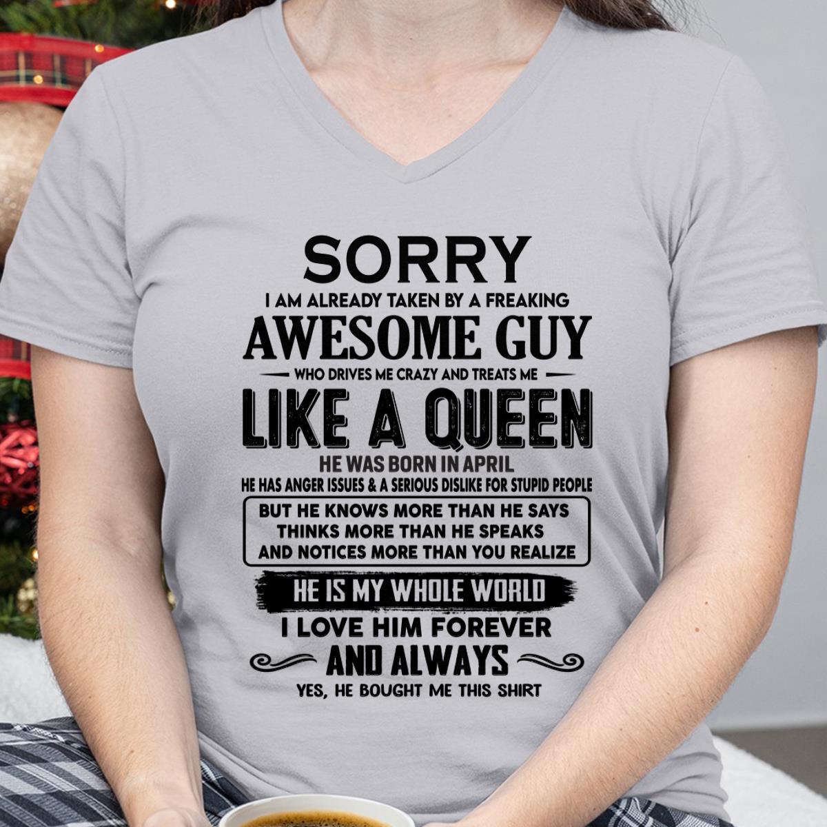 April - Sorry I am already taken by a freaking awesome guy - Gift for Wife From Husband - LUAN04 (SKU-SRG-04)