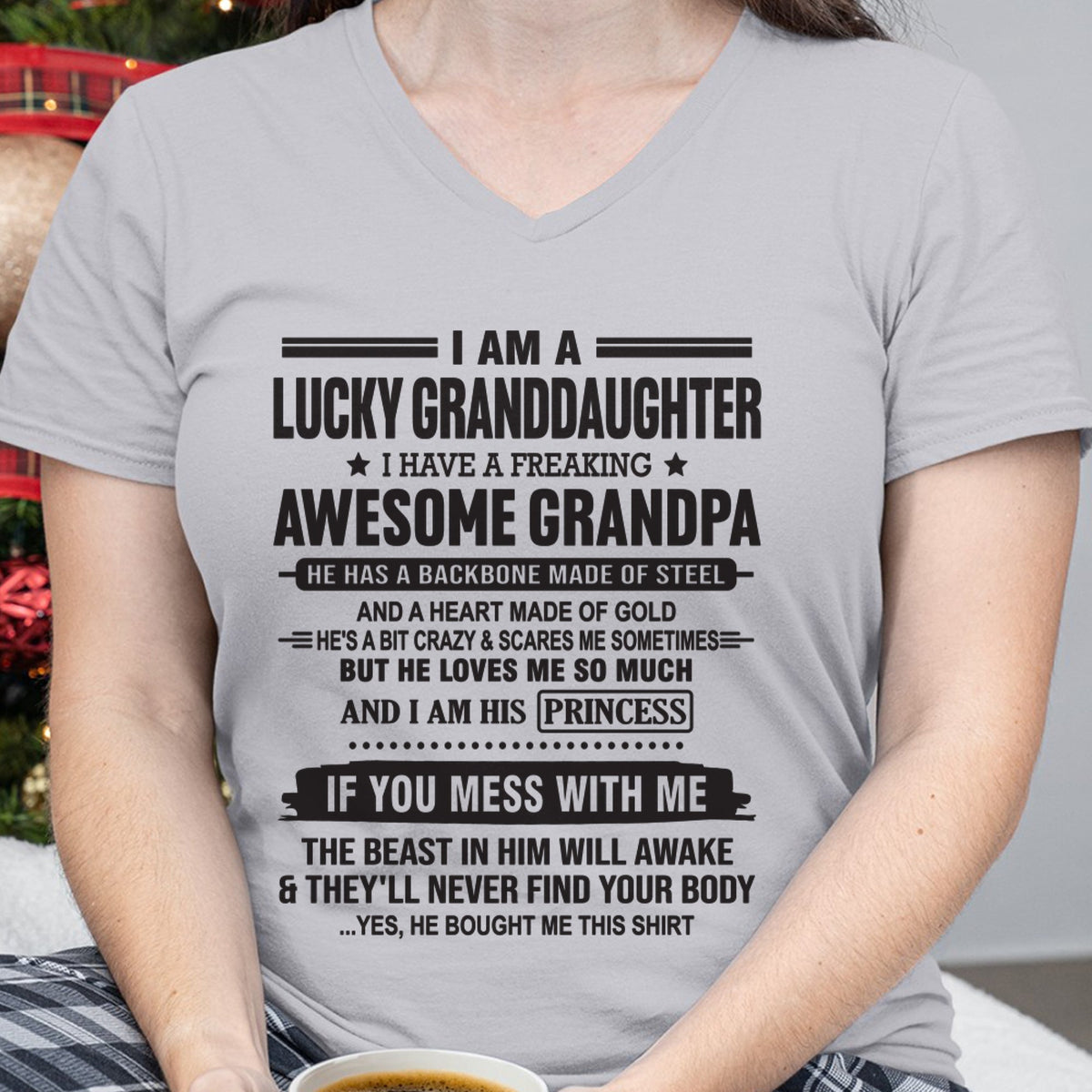 I Am A Lucky Granddaughter T-Shirt – Birthday Gift From Grandpa / Man - LUAN00 (SKU11-122-00)